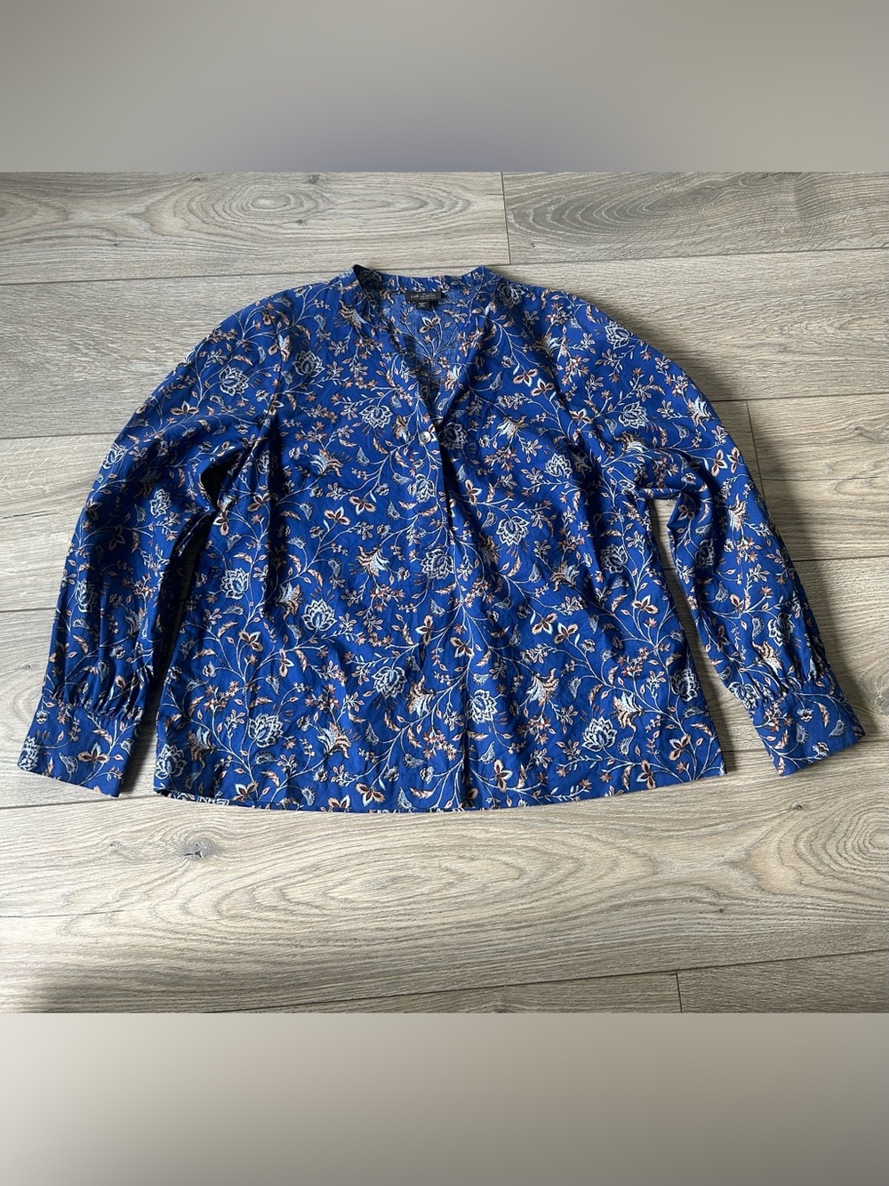 JJill Botanical Floral Popover Blouse Wearever Collection Size Medium